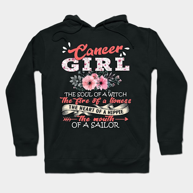 Cancer Girl The Soul Of A Witch Floral Yoga Cancer Girl Birthday Gift Hoodie by Presnall
